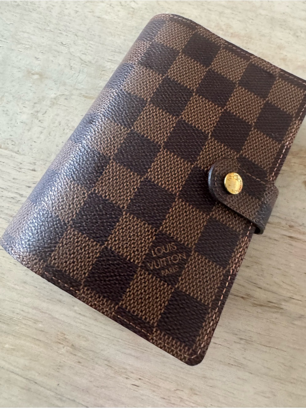 Louis Vuitton Damier Ebene Checker Canvas Agenda Cover in Brown